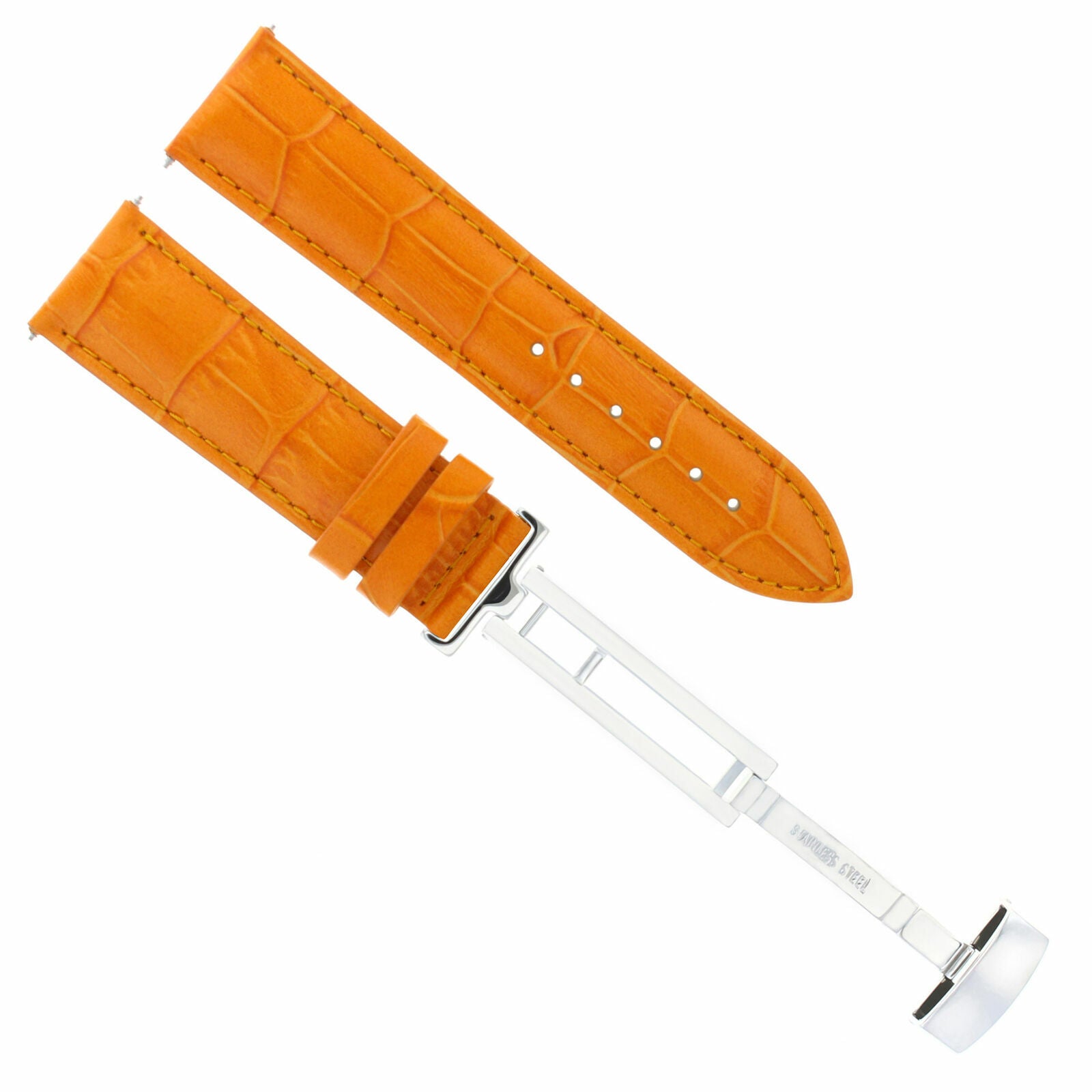 LEATHER WATCH BAND STRAP DEPLOYMENT CLASP FOR SEIKO 21MM