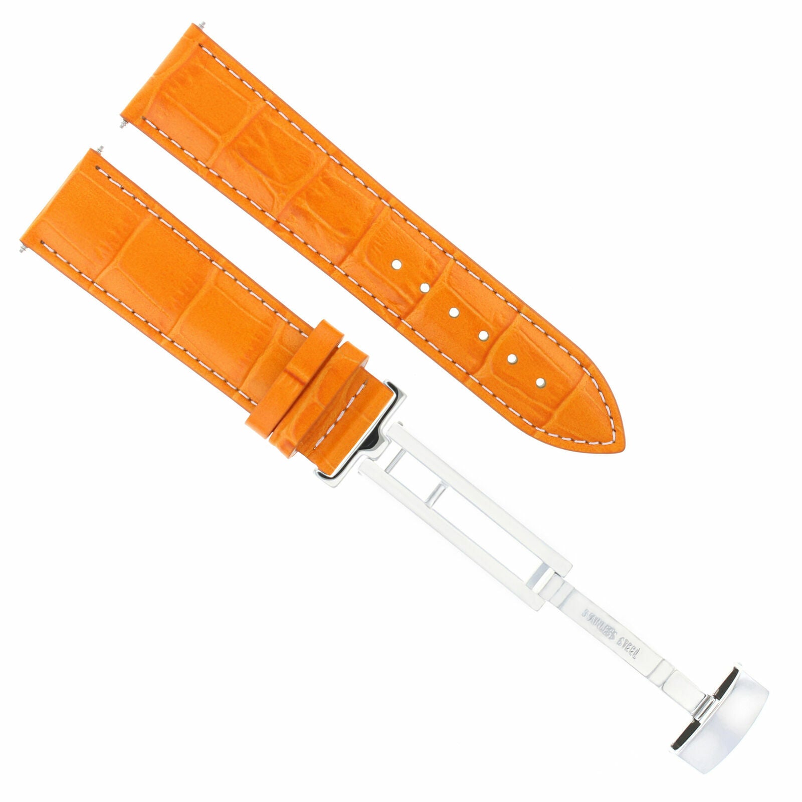 LEATHER WATCH BAND STRAP DEPLOYMENT CLASP FOR SEIKO 21MM
