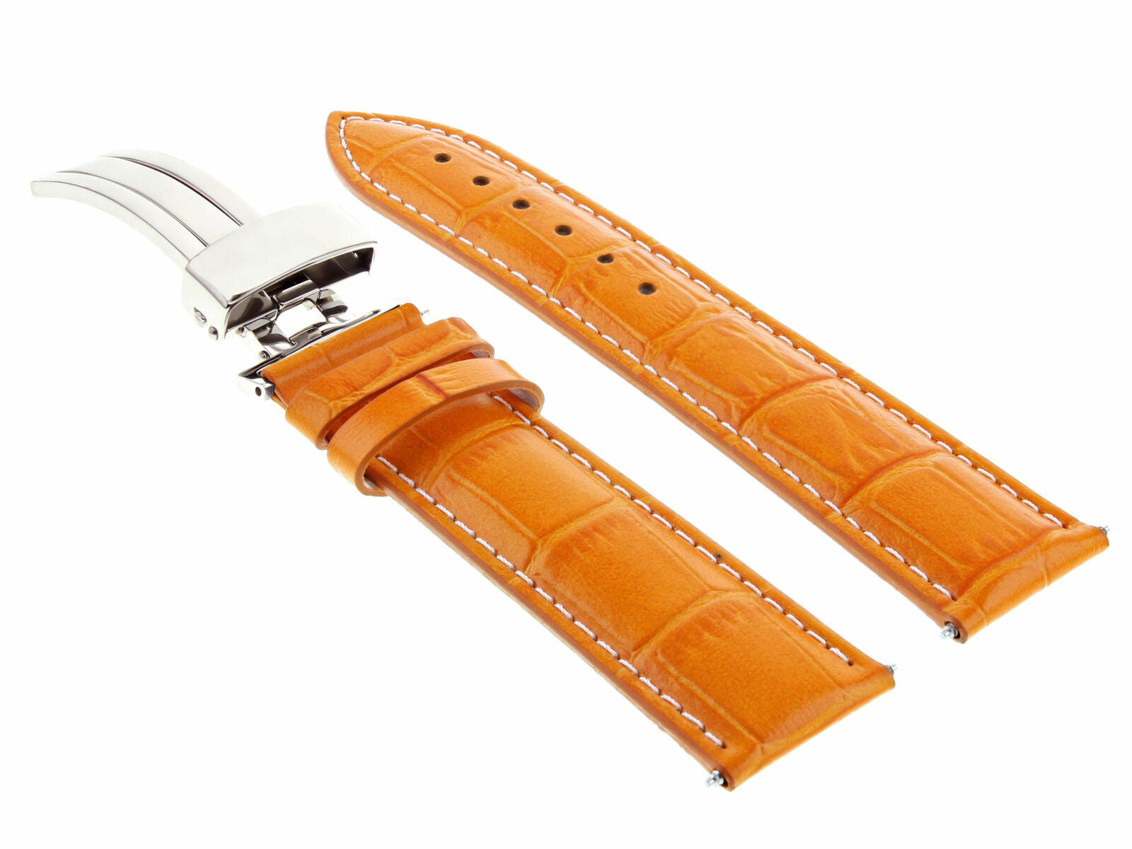 LEATHER WATCH BAND STRAP DEPLOYMENT CLASP FOR SEIKO 21MM