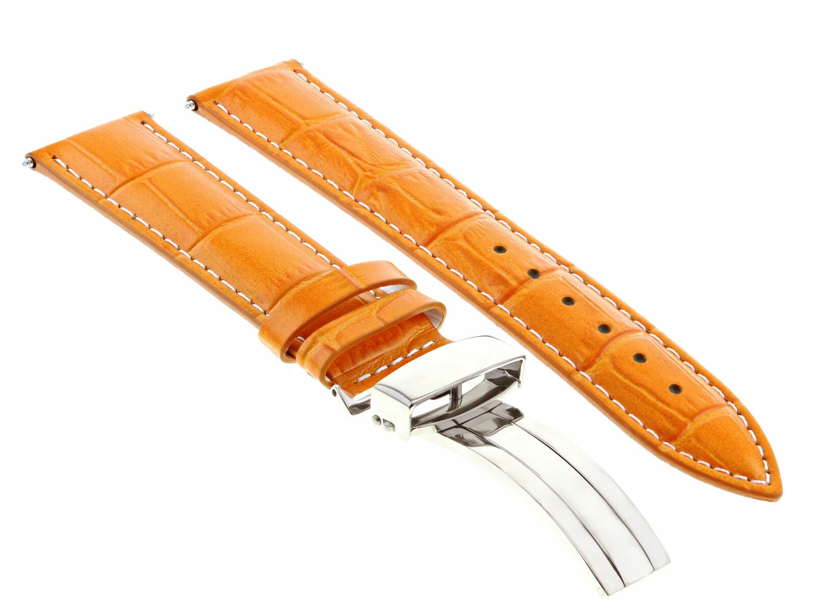 LEATHER WATCH BAND STRAP DEPLOYMENT CLASP FOR SEIKO 21MM