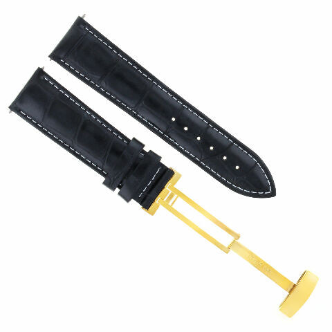 17MM-24MM REPLACEMENT LEATHER WATCH BAND STRAP WITH CLASP FOR BAUME MERCIER GOLD