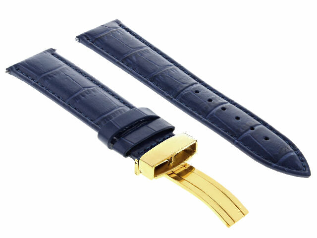 17MM-24MM REPLACEMENT LEATHER WATCH BAND STRAP WITH CLASP FOR BAUME MERCIER GOLD