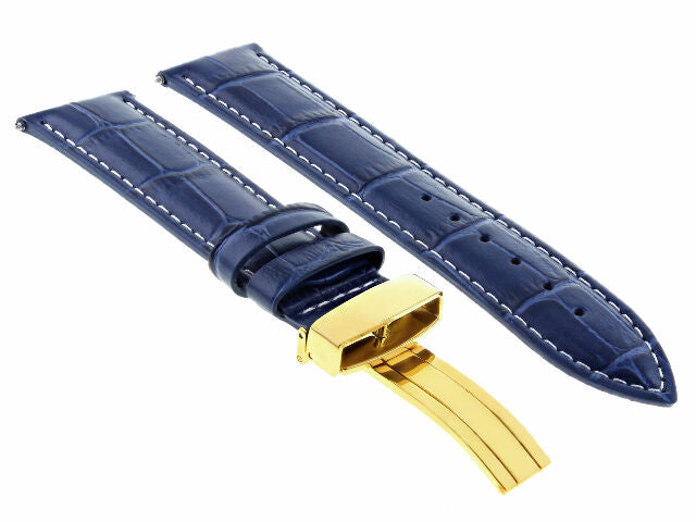 17MM-24MM REPLACEMENT LEATHER WATCH BAND STRAP WITH CLASP FOR BAUME MERCIER GOLD