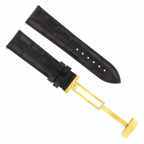 17MM-24MM REPLACEMENT LEATHER WATCH BAND STRAP WITH CLASP FOR BAUME MERCIER GOLD