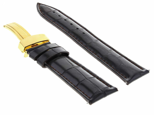 17MM-24MM REPLACEMENT LEATHER WATCH BAND STRAP WITH CLASP FOR BAUME MERCIER GOLD