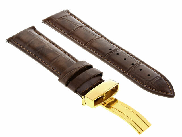 17MM-24MM REPLACEMENT LEATHER WATCH BAND STRAP WITH CLASP FOR BAUME MERCIER GOLD