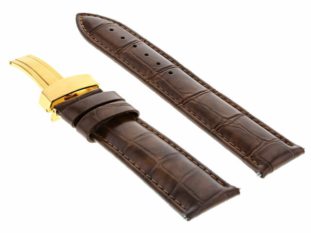 17MM-24MM REPLACEMENT LEATHER WATCH BAND STRAP WITH CLASP FOR BAUME MERCIER GOLD