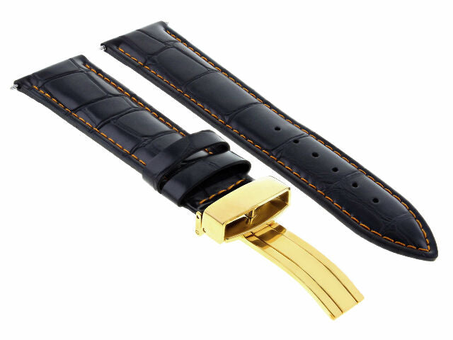 17MM-24MM REPLACEMENT LEATHER WATCH BAND STRAP WITH CLASP FOR BAUME MERCIER GOLD