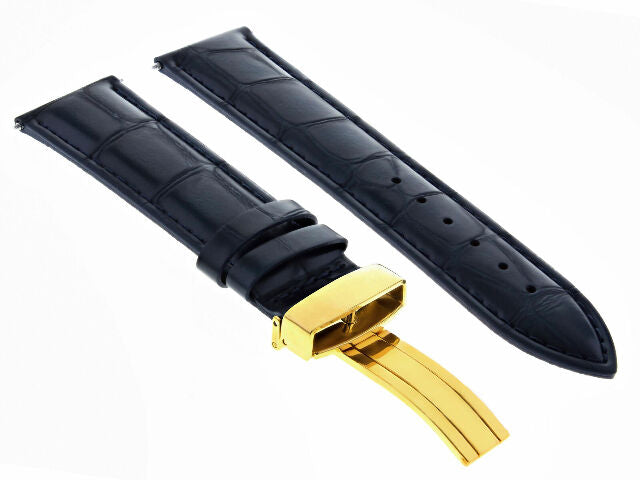 17MM-24MM REPLACEMENT LEATHER WATCH BAND STRAP WITH CLASP FOR BAUME MERCIER GOLD