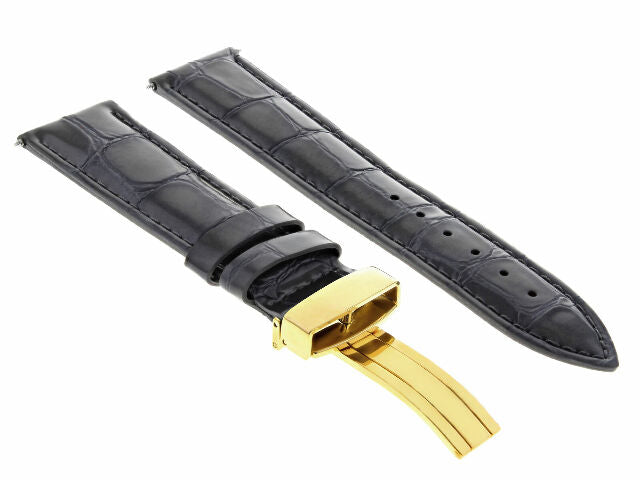 17MM-24MM REPLACEMENT LEATHER WATCH BAND STRAP WITH CLASP FOR BAUME MERCIER GOLD