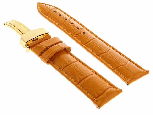 17MM-24MM REPLACEMENT LEATHER WATCH BAND STRAP WITH CLASP FOR BAUME MERCIER GOLD