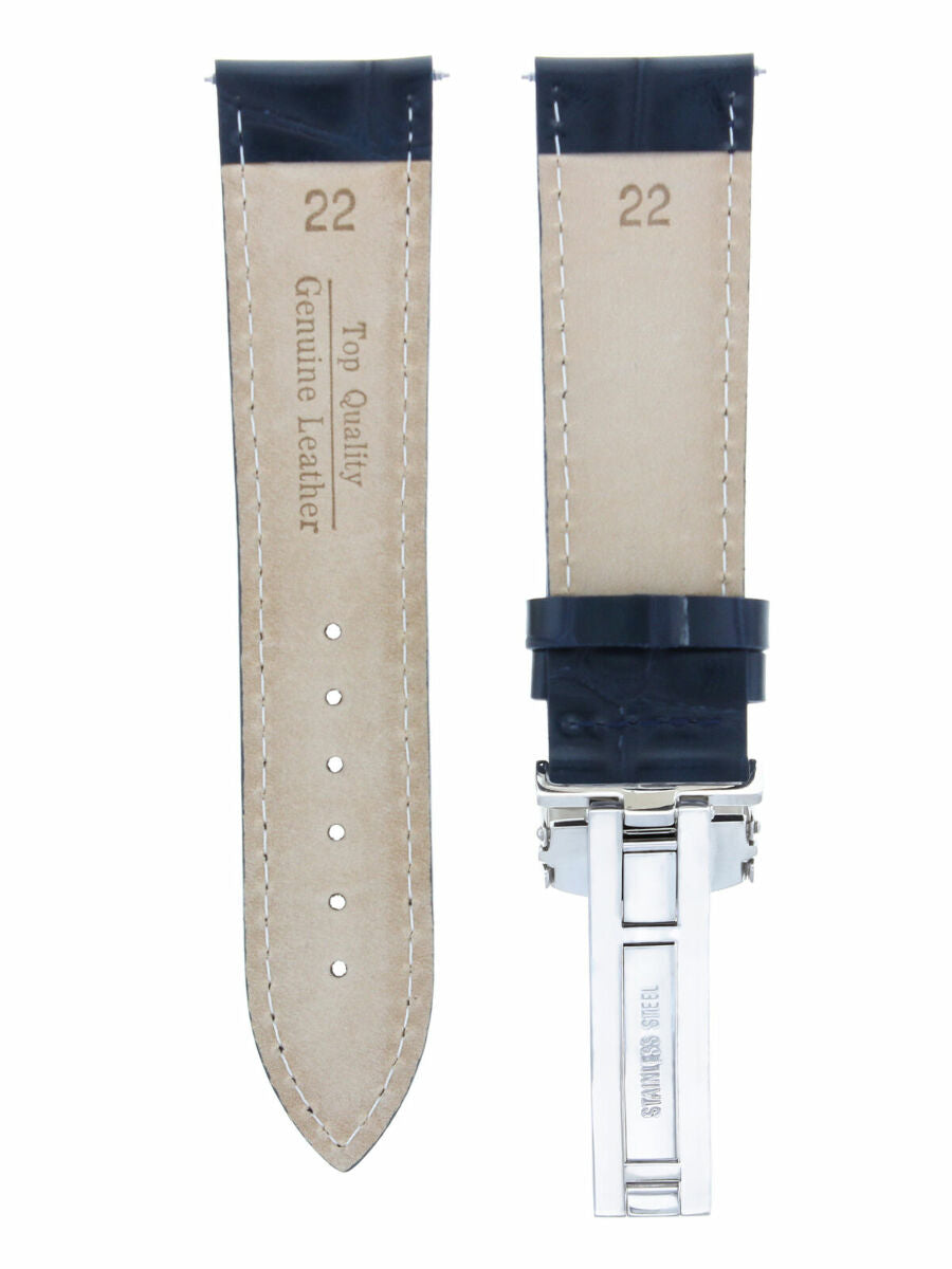 LEATHER WATCH BAND STRAP FOR CARTIER TANK FRANCAISE DEPLOYMENT CLASP 18MM