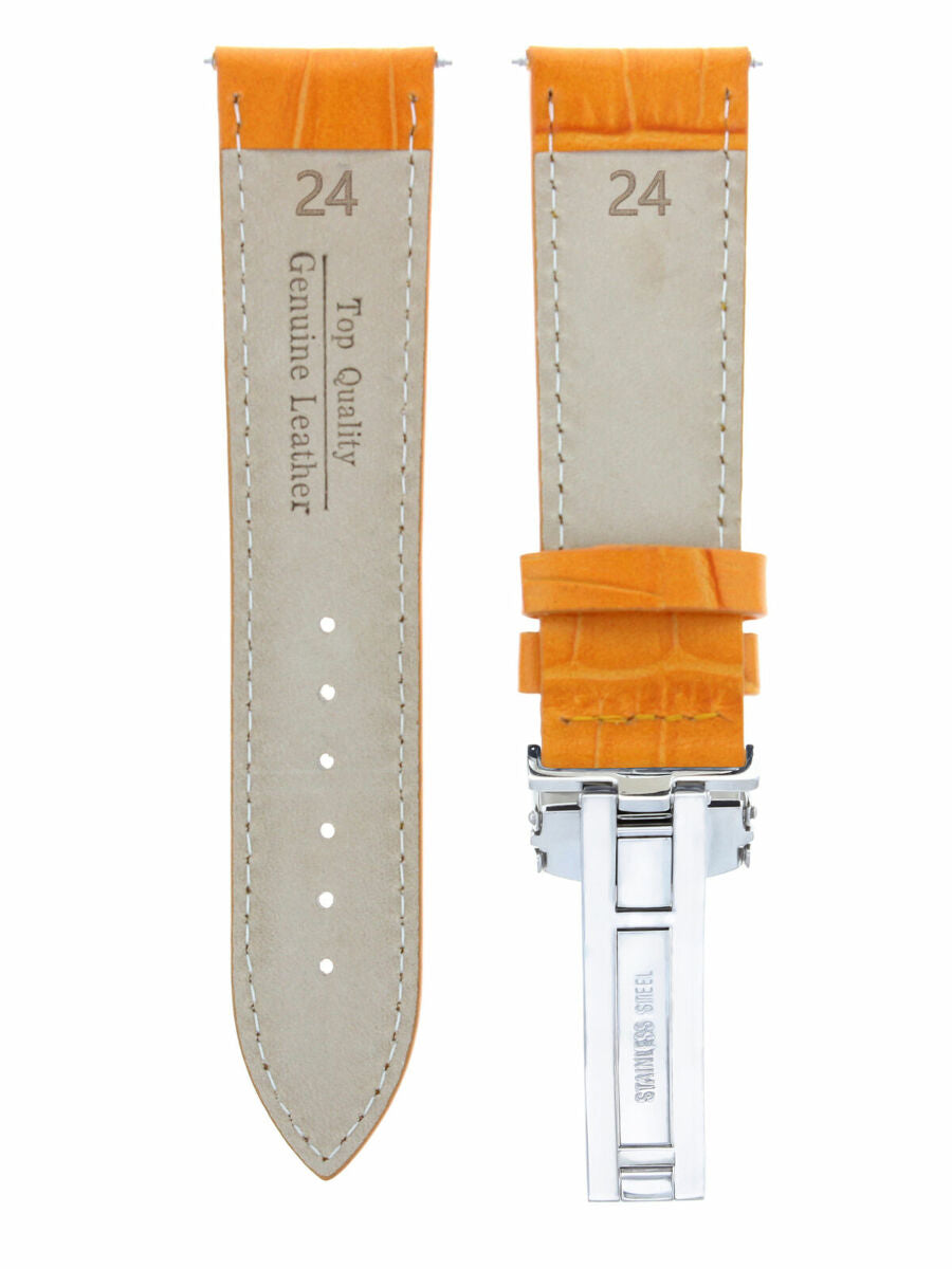 LEATHER WATCH BAND STRAP FOR CARTIER TANK FRANCAISE DEPLOYMENT CLASP 19MM