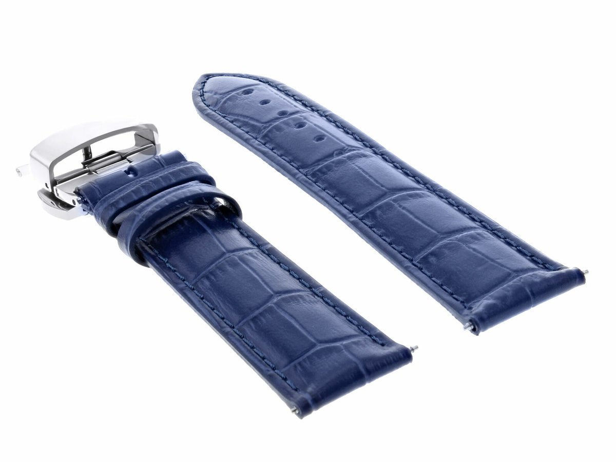 17-24MM REPLACEMENT LEATHER WATCH BAND STRAP WITH CLASP FOR JAEGER LECOULTE, Blue, view 4
