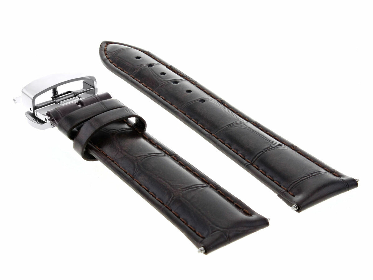 17-24MM REPLACEMENT LEATHER WATCH BAND STRAP WITH CLASP FOR JAEGER LECOULTE, Dark Brown, view 4