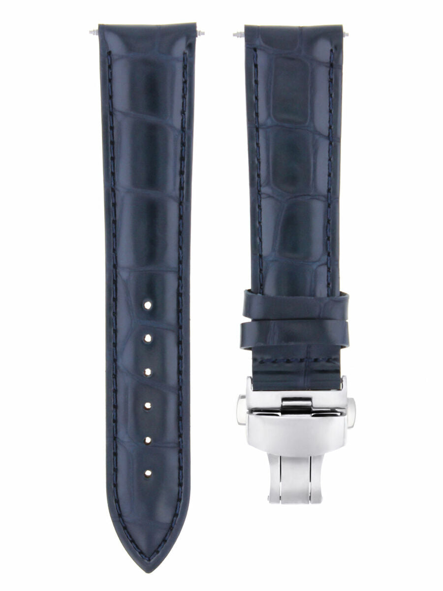 17-24MM REPLACEMENT LEATHER WATCH BAND STRAP WITH CLASP FOR JAEGER LECOULTE, Dark Blue, view 2
