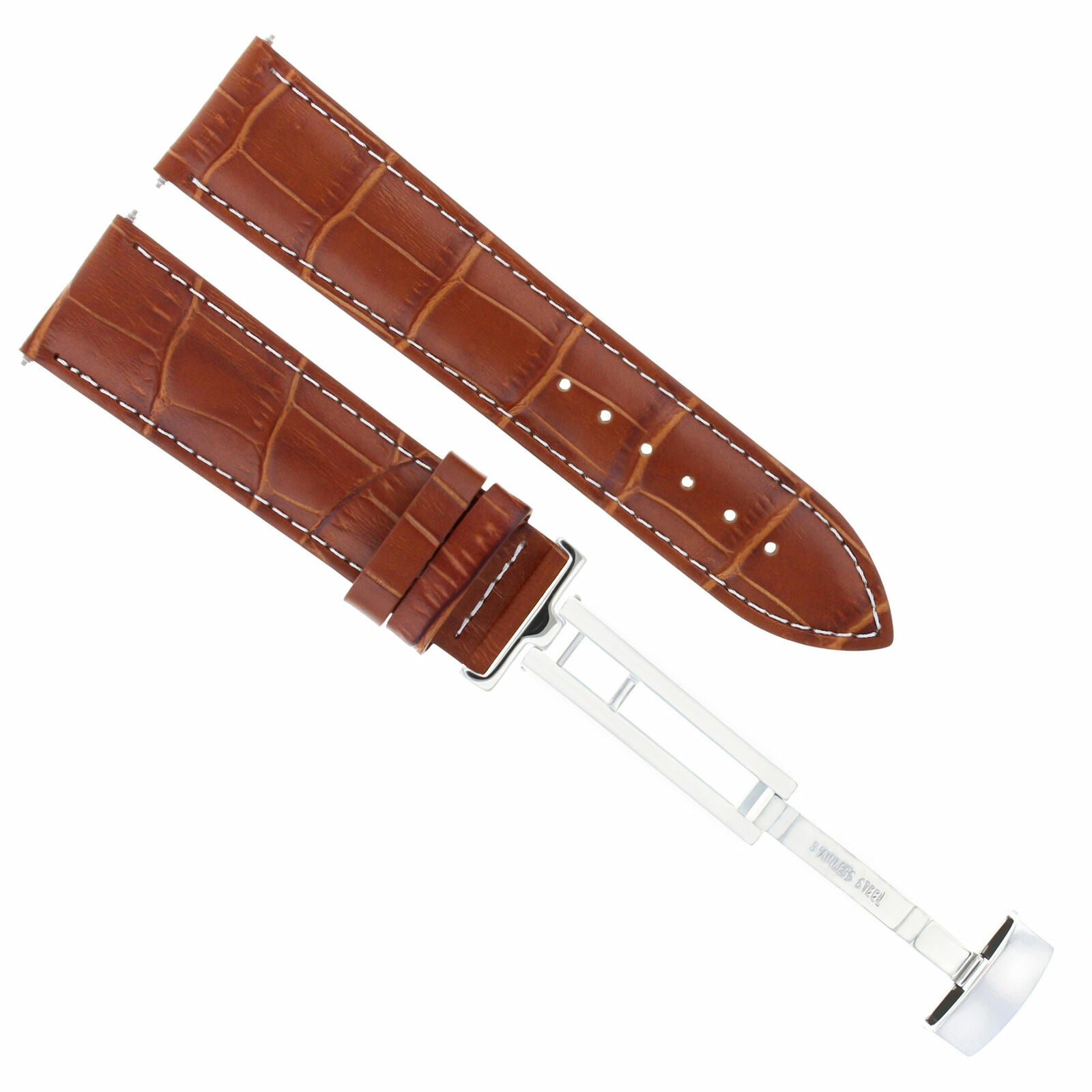 LEATHER BAND STRAP DEPLOY CLASP FOR JAEGER LECOULTRE - 24MM