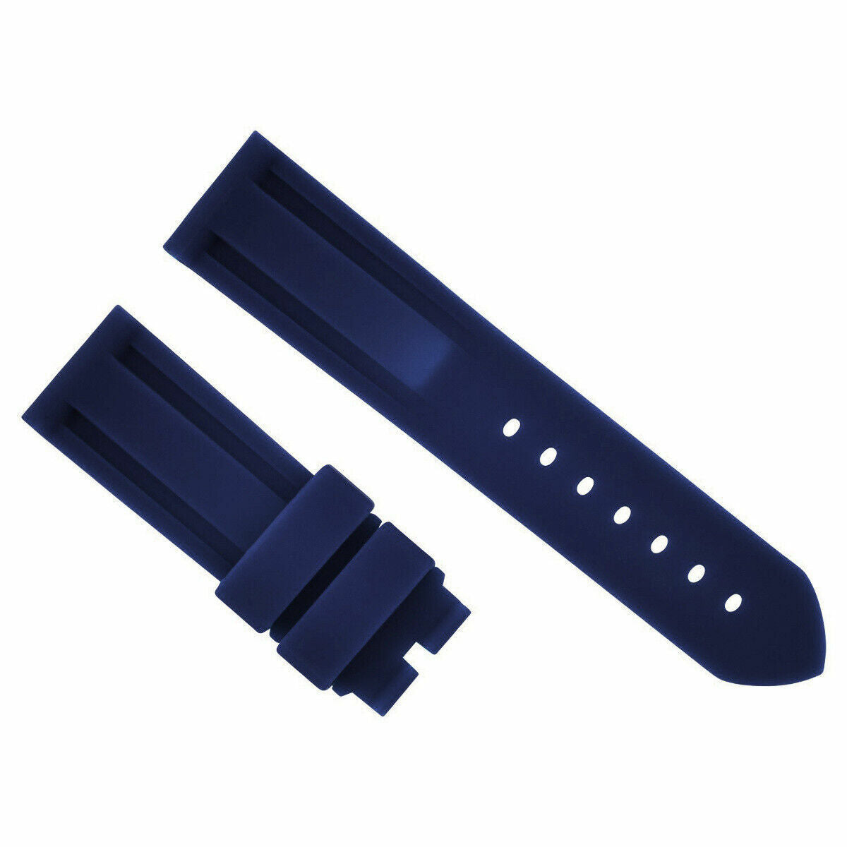 22MM-24MM RUBBER WATCH BAND STRAP WITH DEPLOYMENT CLASP FOR PANERAI DIVER, Dark Blue, view 3