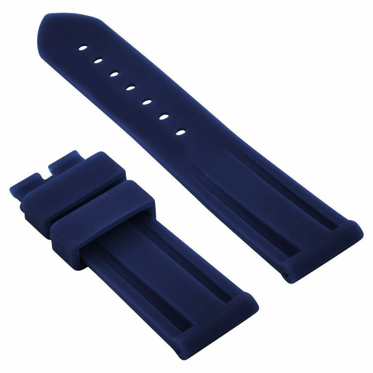 22MM-24MM RUBBER WATCH BAND STRAP WITH DEPLOYMENT CLASP FOR PANERAI DIVER, Dark Blue, view 4