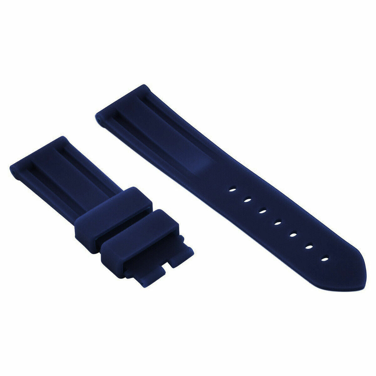 22MM-24MM RUBBER WATCH BAND STRAP WITH DEPLOYMENT CLASP FOR PANERAI DIVER, Dark Blue, front view