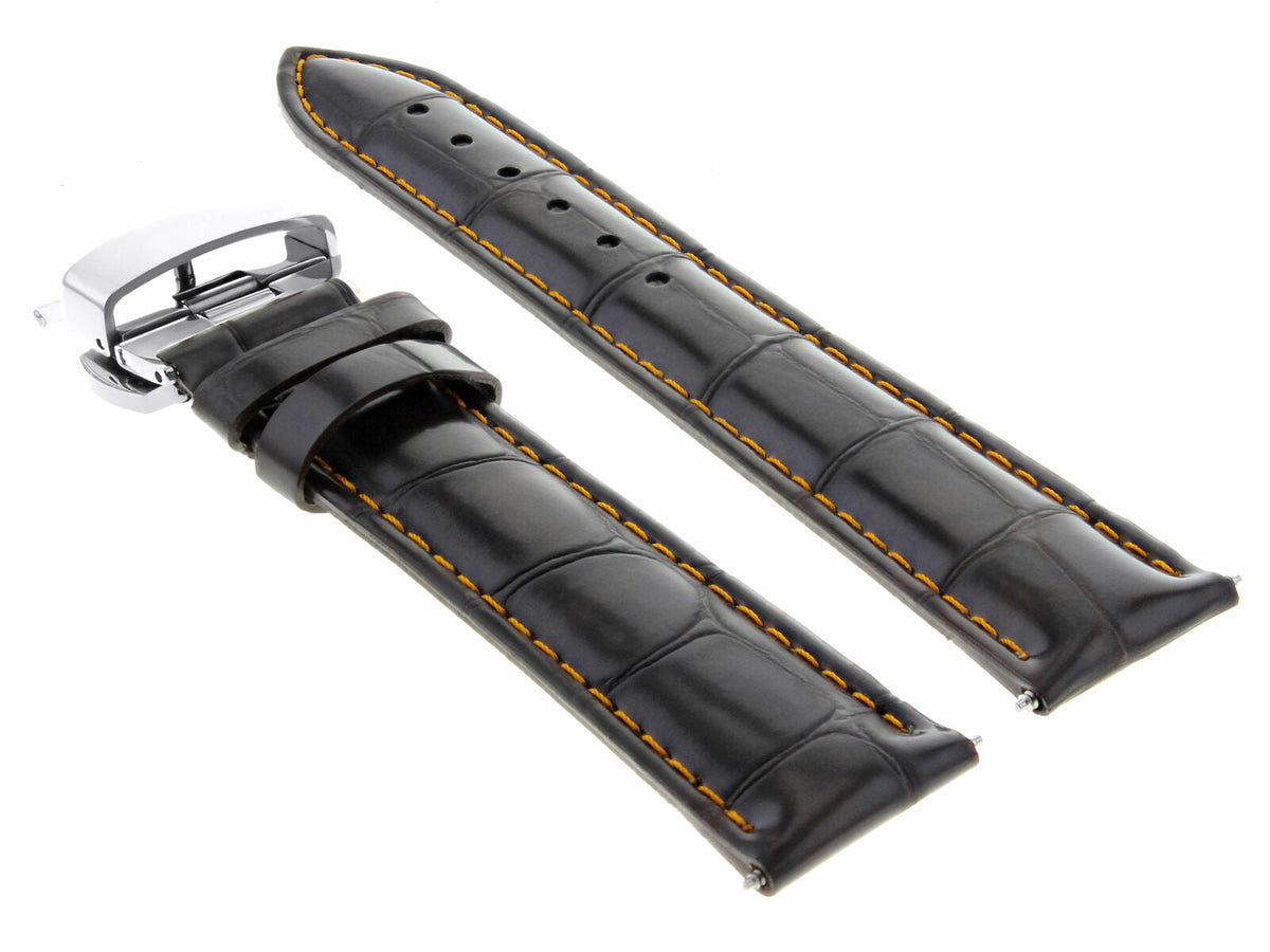 17MM-24MM LEATHER WATCH BAND STRAP WITH DEPLOYMENT CLASP FOR PATEK PHILLIPE