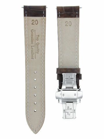 LEATHER BAND STRAP SMOOTH DEPLOYMENT CLASP FOR SONY WATCH - 21MM