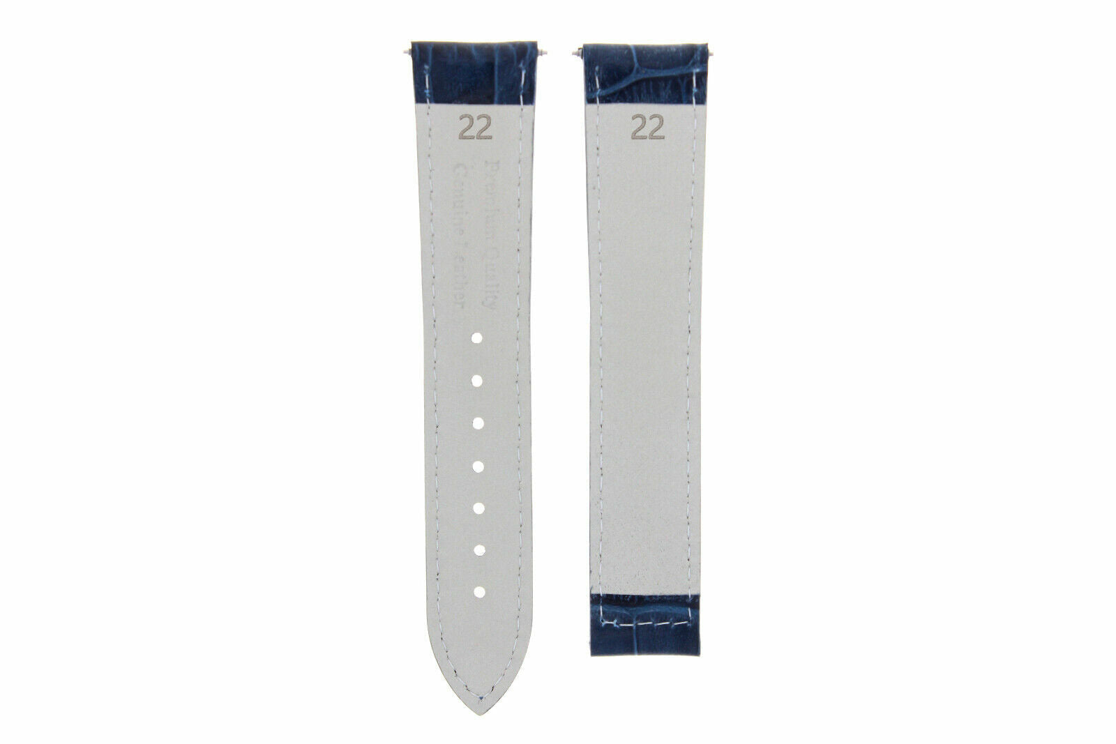 22MM LEATHER BAND STRAP FOR 22/18 IWC LAUREUS WATCH DEPLOYMENT CLASP BLUE