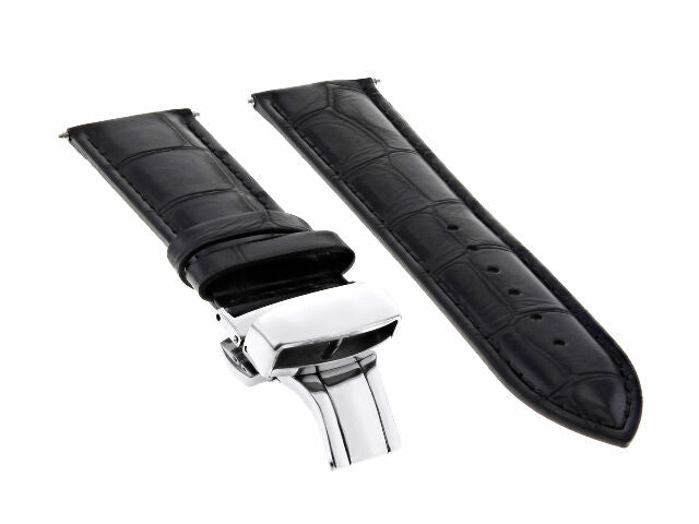 21MM LEATHER WATCH BAND STRAP FOR 42MM ROLEX SKYDWELLER 326934  326139 BLACK