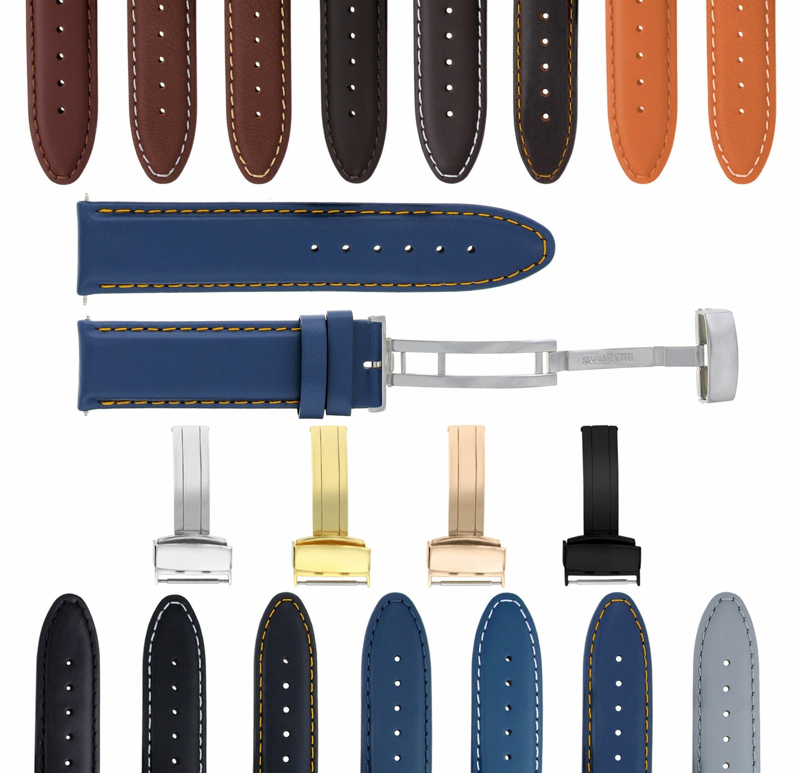 18MM 19MM 20MM 22MM 24MM CLASSIC MENS LEATHER STRAP FOR UNIVERSAL WATCH BAND