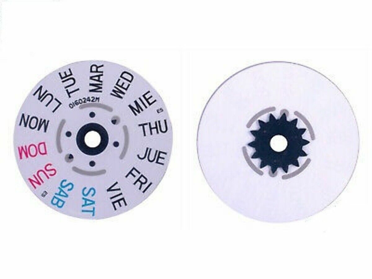 DAY WHEEL DISC ENGLISH/SPANISH FOR SEIKO MOVT 7S26 7S36 NH26 NH36 4R36 @3 CROWN