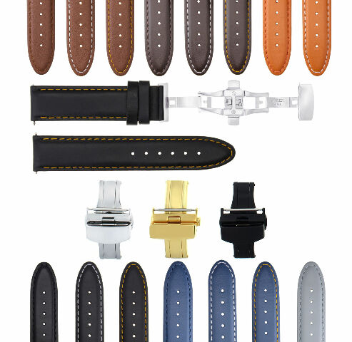 18MM-24MM CLASSIC MENS LEATHER WATCH BAND STRAP SMOOTH WITH CLASP FOR ANONIMO