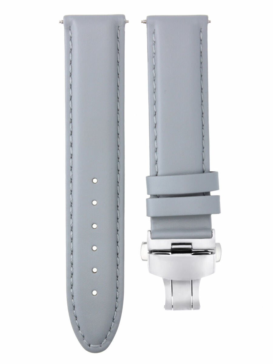 18MM-24MM CLASSIC MENS LEATHER WATCH BAND STRAP SMOOTH WITH CLASP FOR ANONIMO, Gray, view 2