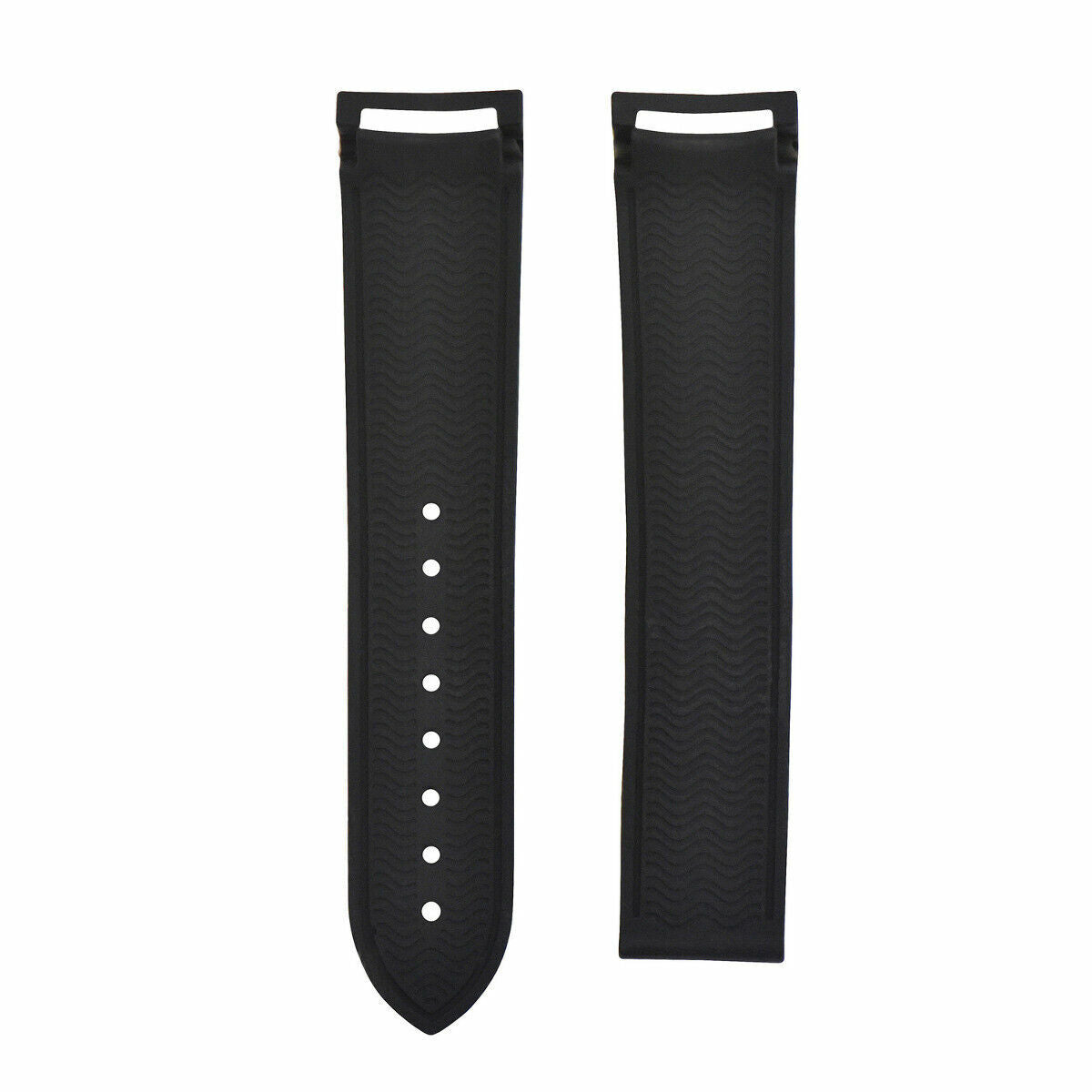 20-22MM Curved End Rubber Diver Strap Band for Omega Seamaster Planet Ocean Clasp