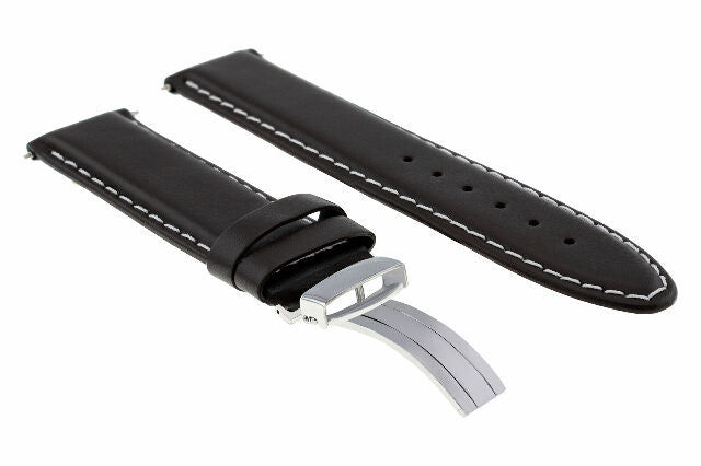 18MM 19MM 20MM 22MM 24MM LEATHER WATCH BAND STRAP SMOOTH WITH CLASP FOR LONGINES