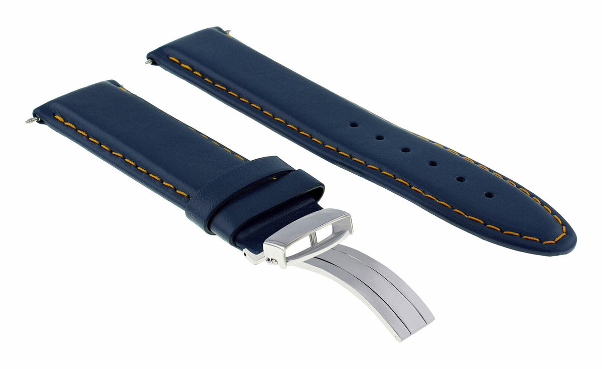 18MM 19MM 20MM 22MM 24MM LEATHER WATCH BAND STRAP SMOOTH WITH CLASP FOR LONGINES