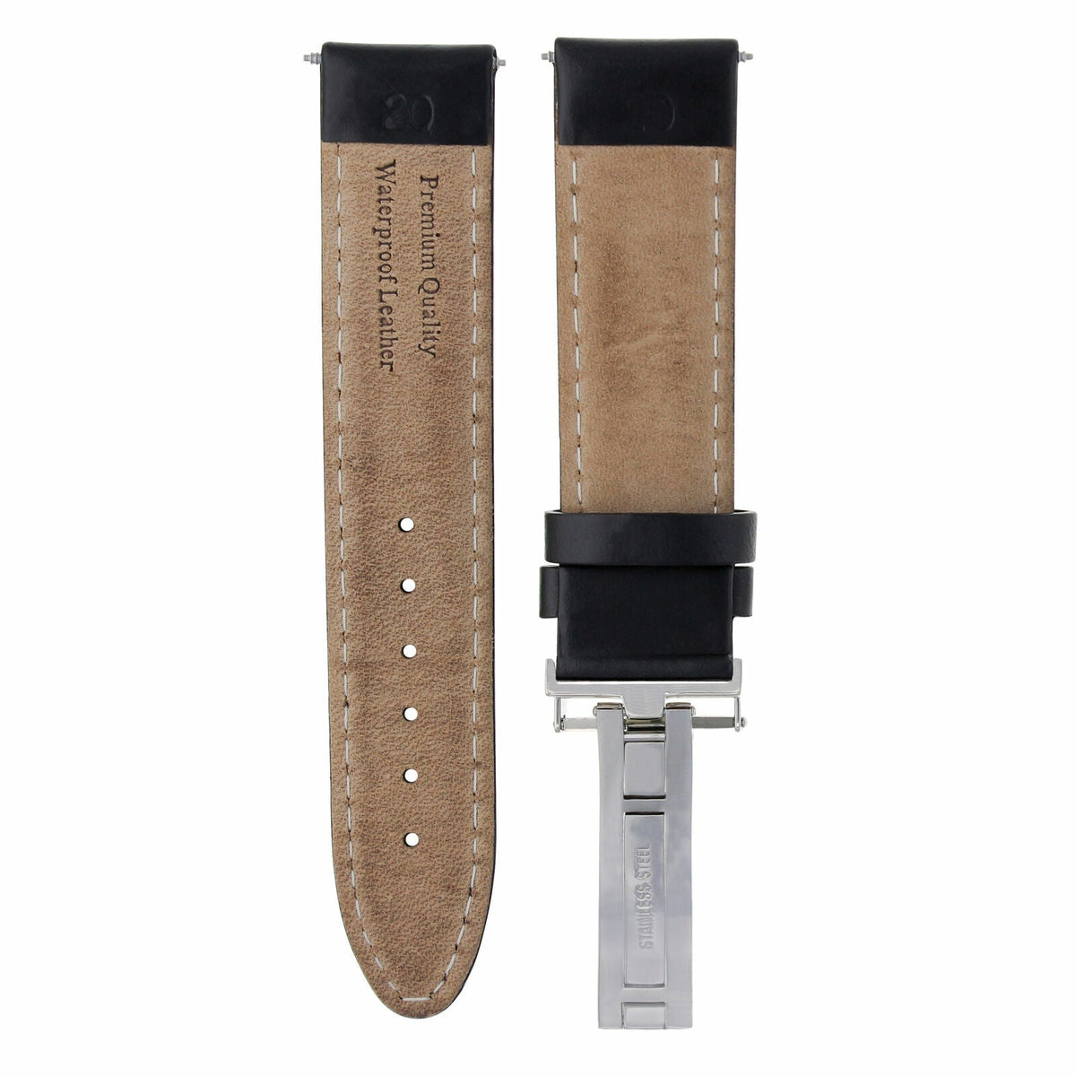 18-24MM GENUINE LEATHER BAND SMOOTH STRAP CLASP FOR BULOVA WATCH