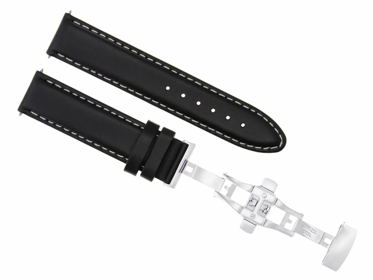 18MM-24MM LEATHER WATCH BAND STRAP SMOOTH WITH CLASP FOR JAEGER LECOULTRE