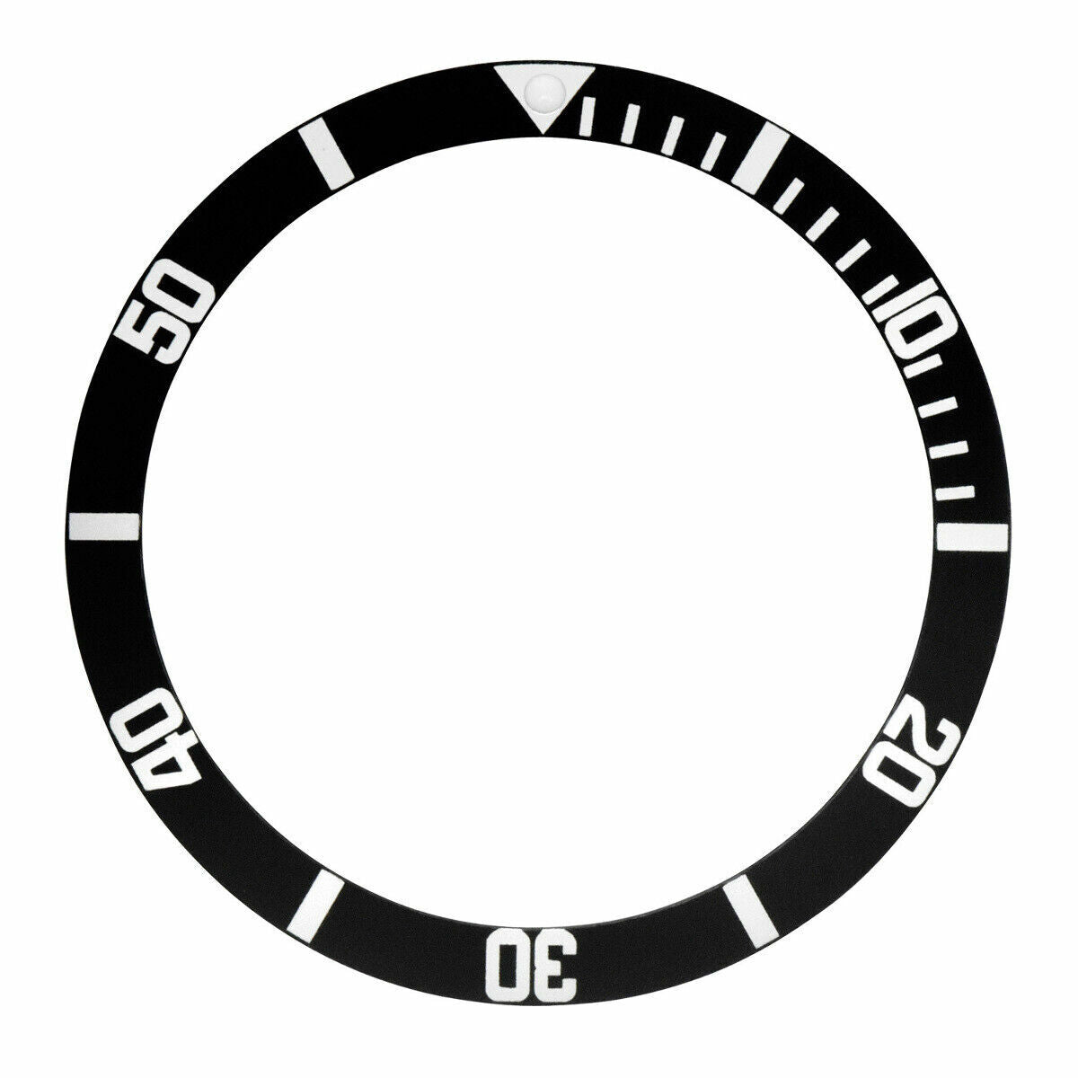 REPLACEMENT BEZEL INSERT FAT FONT BLACK WITH PEARL FOR WATCH 36.50MM X 30.40MM