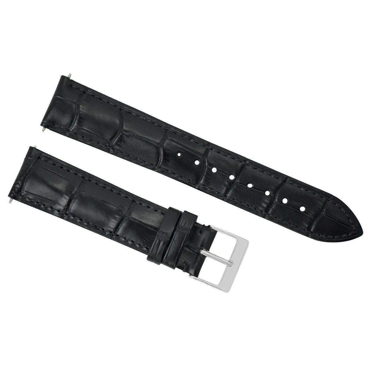 20MM LEATHER WATCH BAND STRAP FOR PATEK PHILLIPE WATCH BLACK 20/18MM LONG