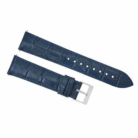 22MM LEATHER STRAP WATCH BAND STRAP FOR PATEK PHILLIPE  BLUE 22MM/18MM LONG
