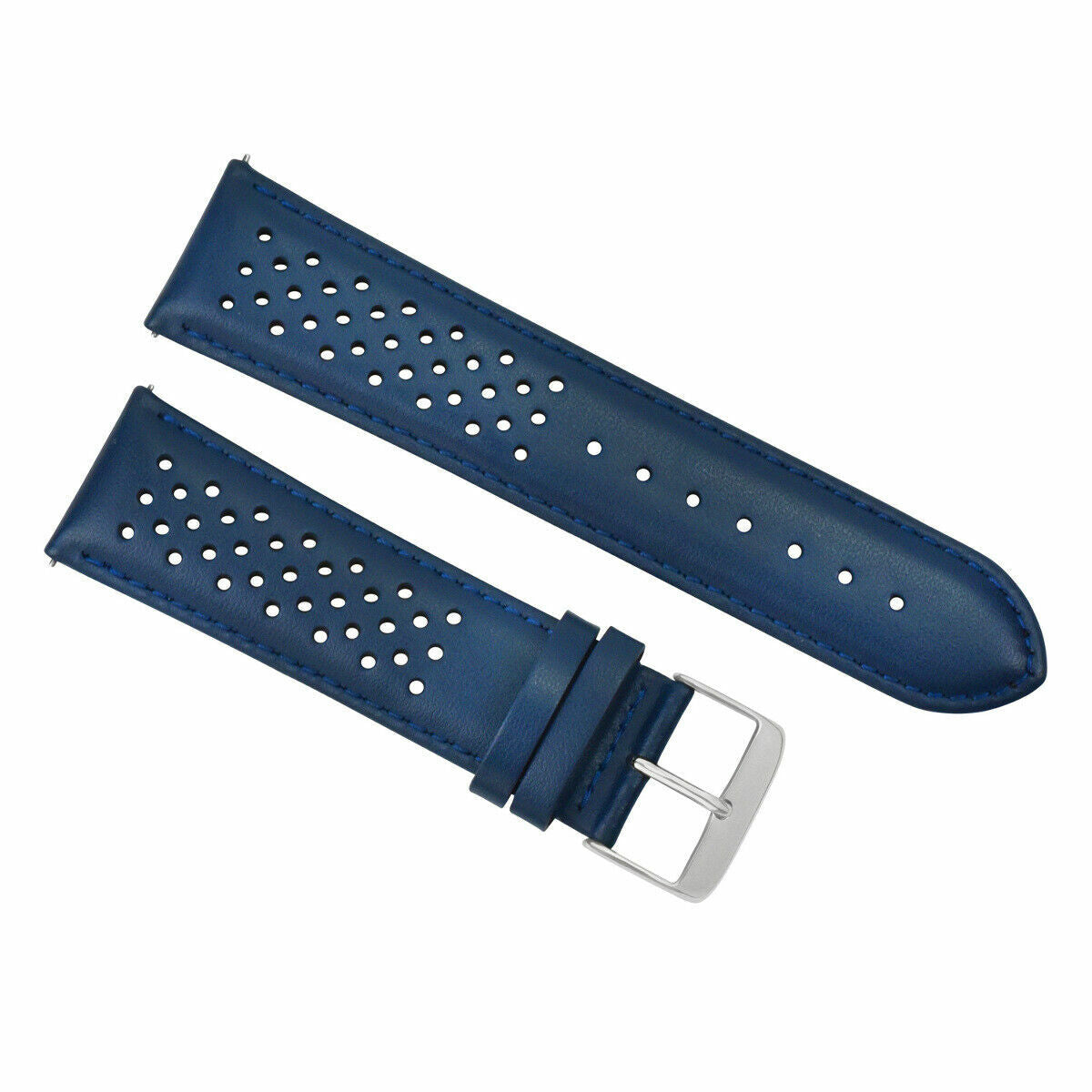 18MM FOR TAG HEUER CARRERA PERFORATED LEATHER RALLY STRAP BAND QUICK RELEASE BLU