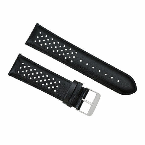 21MM FOR TAG HEUER CARRERA PERFORATED LEATHER STRAP WATCHBAND QUICK RELEASE BLACK