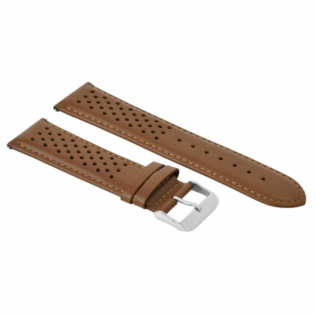 21MM LEATHER WATCH STRAP FOR TAG HEUER CARRERA PERFORATED QUICK RELEASE BROWN