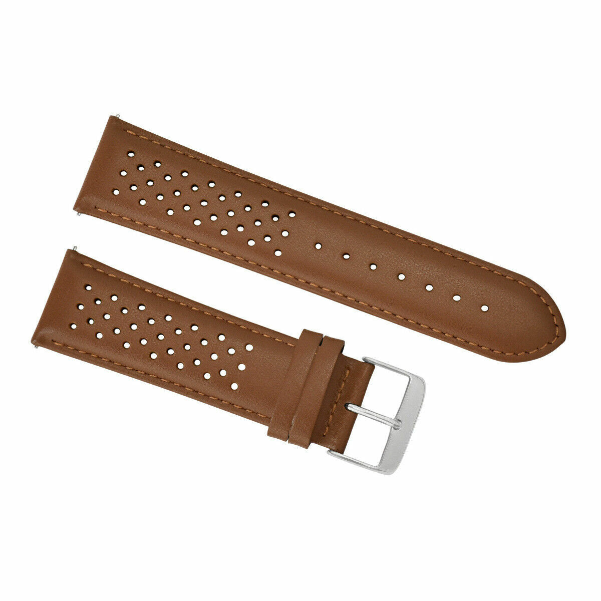 21MM LEATHER WATCH STRAP FOR TAG HEUER CARRERA PERFORATED QUICK RELEASE BROWN