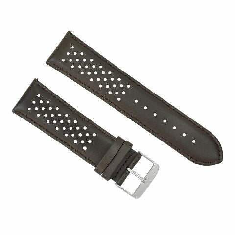 21MM FOR TAG HEUER CARRERA PERFORATED LEATHER STRAP WATCHBAND QUICK RELEASE BLACK