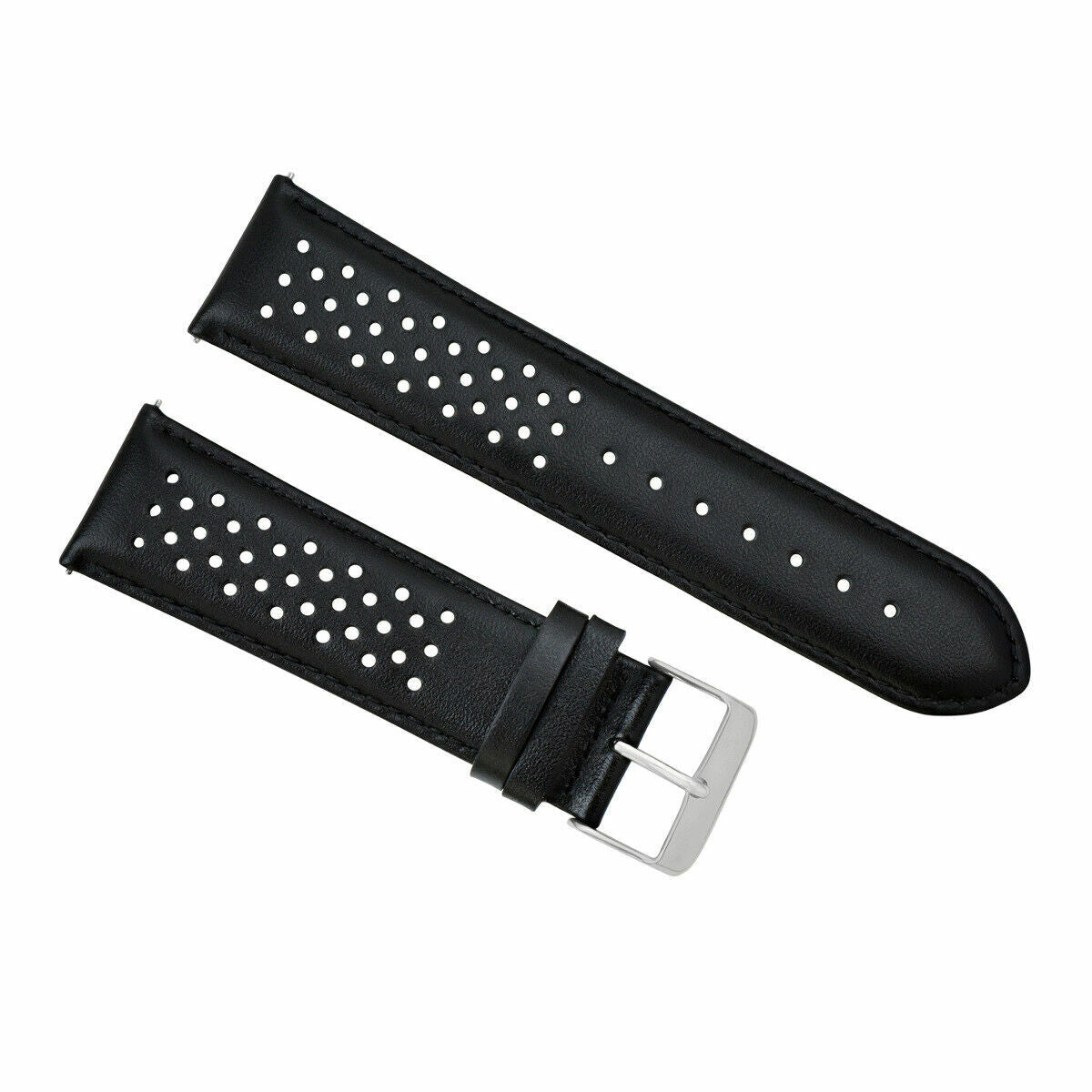 22MM FOR TAG HEUER CARRERA PERFORATED LEATHER STRAP WATCHBAND QUICK RELEASE BLAC