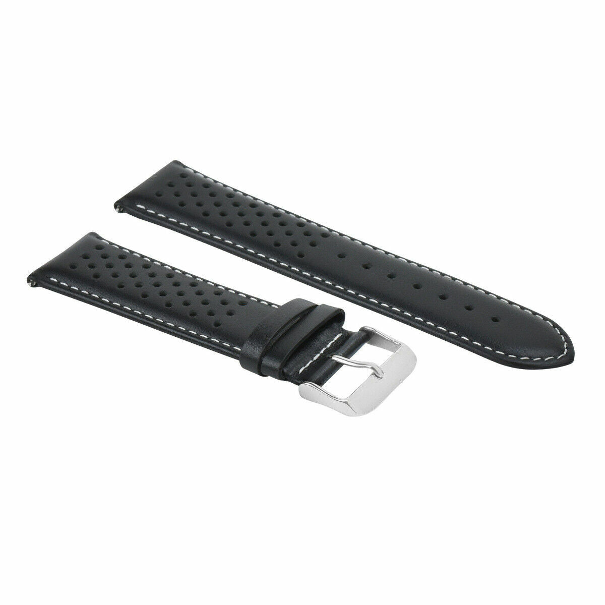 24MM FOR TAG HEUER PERFORATED LEATHER STRAP WATCHBAND QUICK RELEASE BLACK