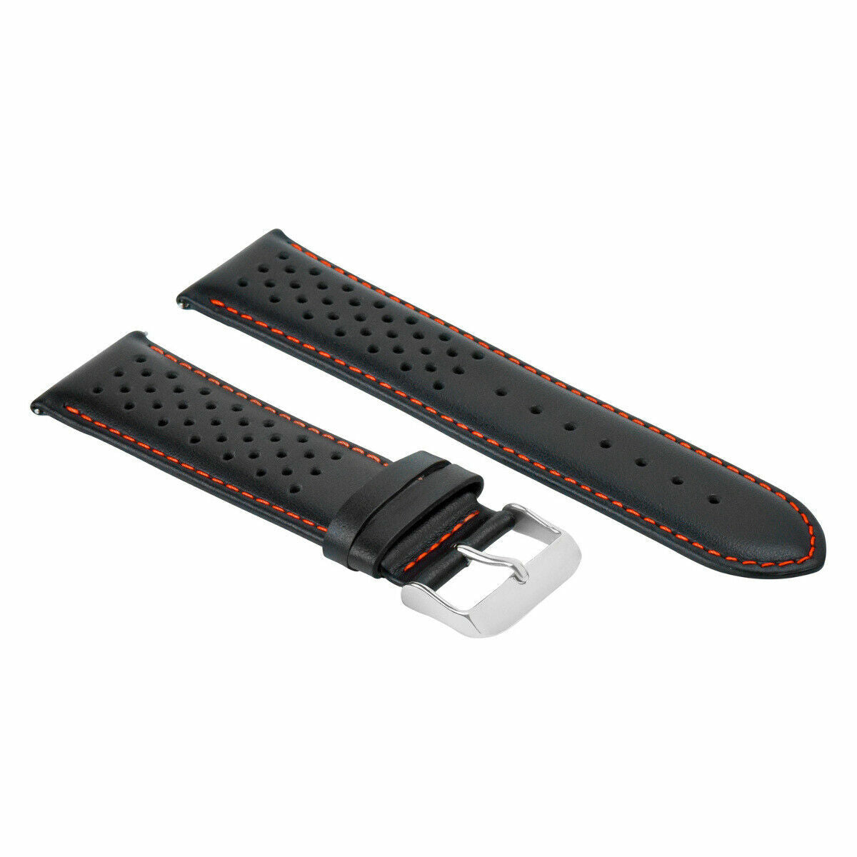 24MM FOR TAG HEUER CARRERA PERFORATED LEATHER STRAP WATCHBAND QUICK RELEASE BLAC