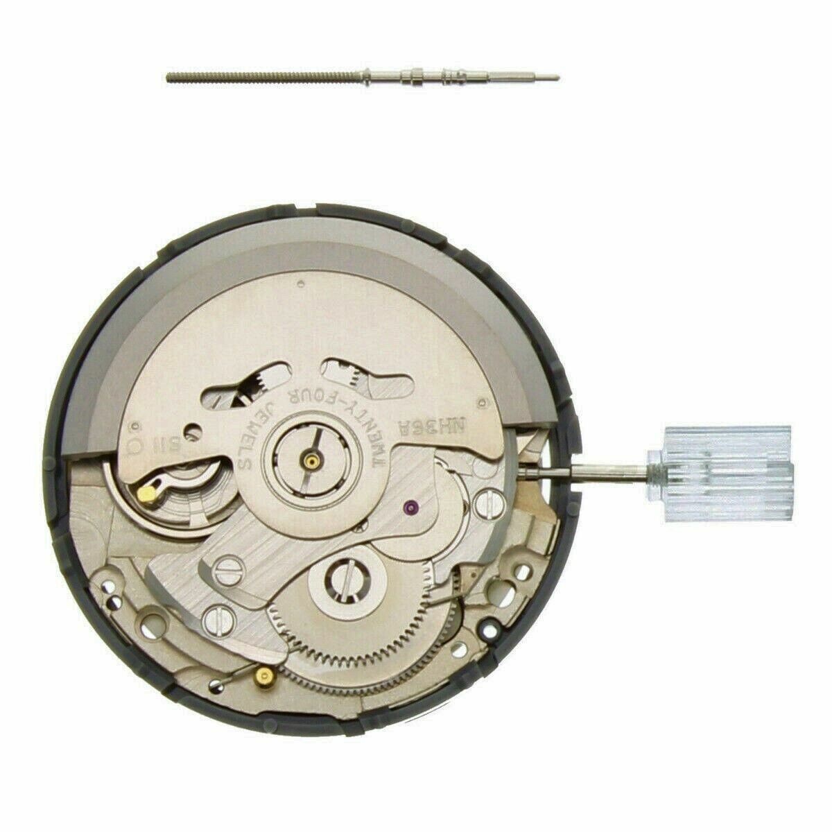 SEIKO (SII) NH36 NH36A AUTOMATIC WATCH MOVEMENT DAY DATE CROWN @4 BLACK DISC NEW