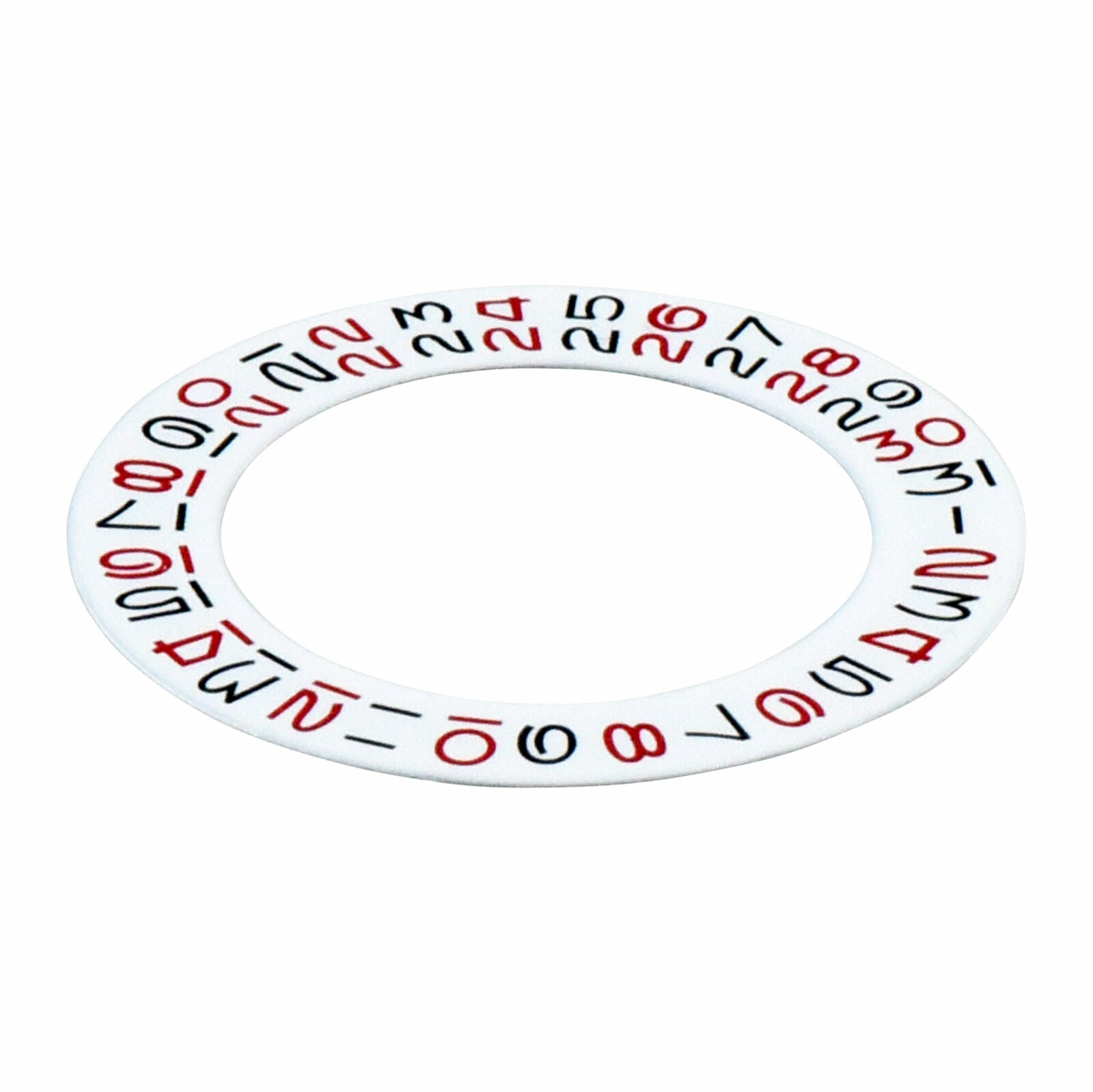 WHITE BLACK-RED ROULETTE DATE DISC WHEEL 3 & 9 OPEN OVERLAY FOR ROLEX 3135